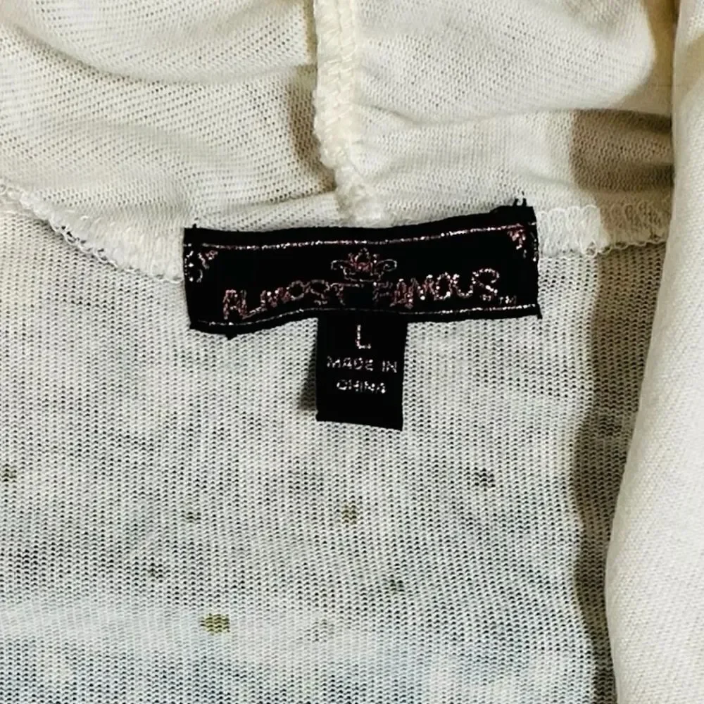 Cream and Turquoise studded Almost Famous Open Cardigan - Picture 7 of 9